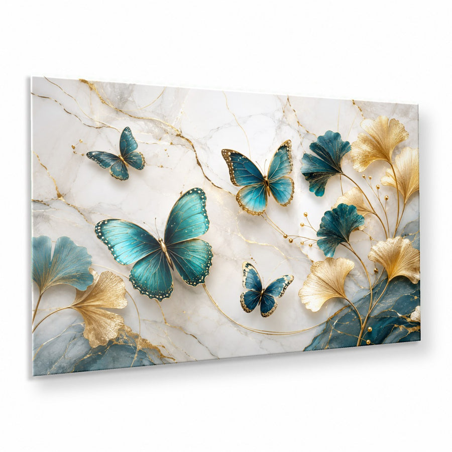Butterflies 9 tempered glass wall art displayed in a Thumbnail — premium UV-printed glass panel by Glass Wall Decor