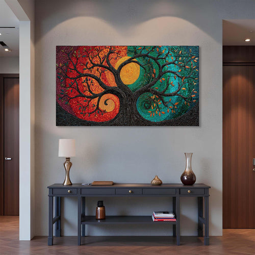 Colorful tree design on a white background