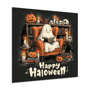 Cute Halloween Ghost Tempered Glass Wall Art | Cozy Spooky Decor