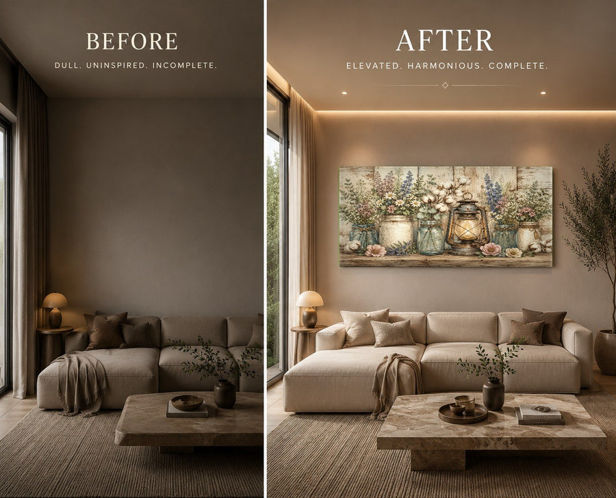 Rustic barn window glass wall art enhancing a minimalist spa room with natural wood elements.