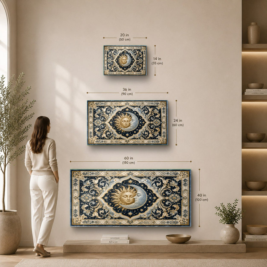 Stunning cosmic glass wall art creating a peaceful focal point in a contemporary spa relaxation room.