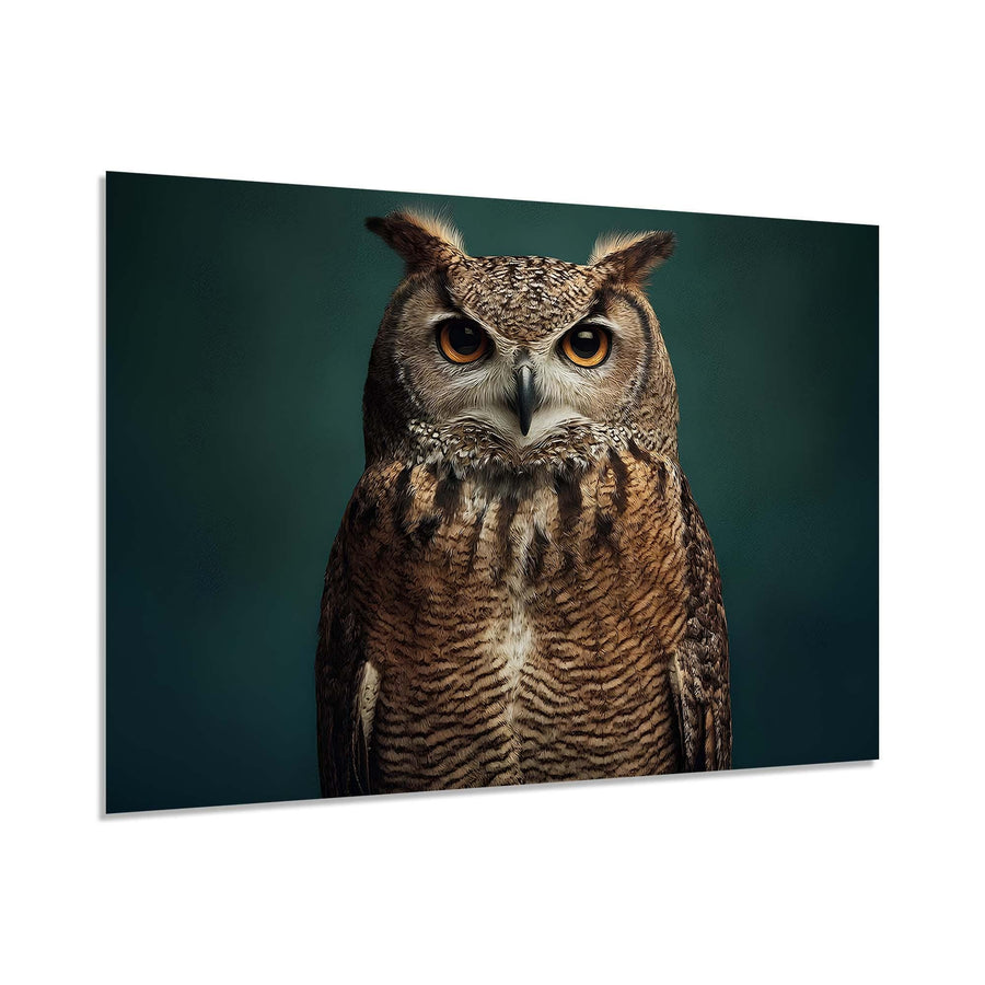Owl on a dark green background