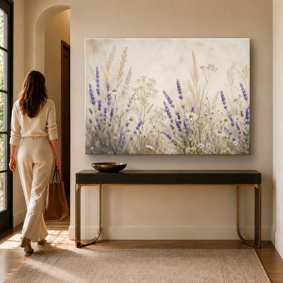 Floral 2 tempered glass wall art displayed in a Entryway Wall Art — premium UV-printed glass panel by Glass Wall Decor