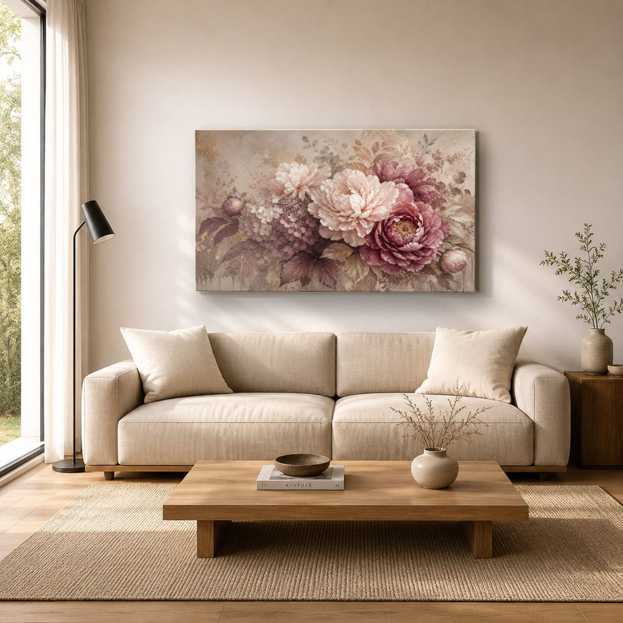 Floral 3 tempered glass wall art displayed in a Living Room Wall Art Tempered Glass — premium UV-printed glass panel by Glass Wall Decor
