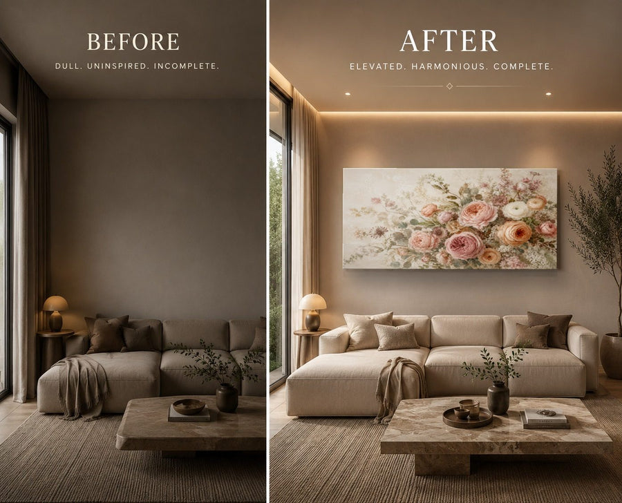 Floral 4 tempered glass wall art displayed in a Living Room Wall Art — premium UV-printed glass panel by Glass Wall Decor