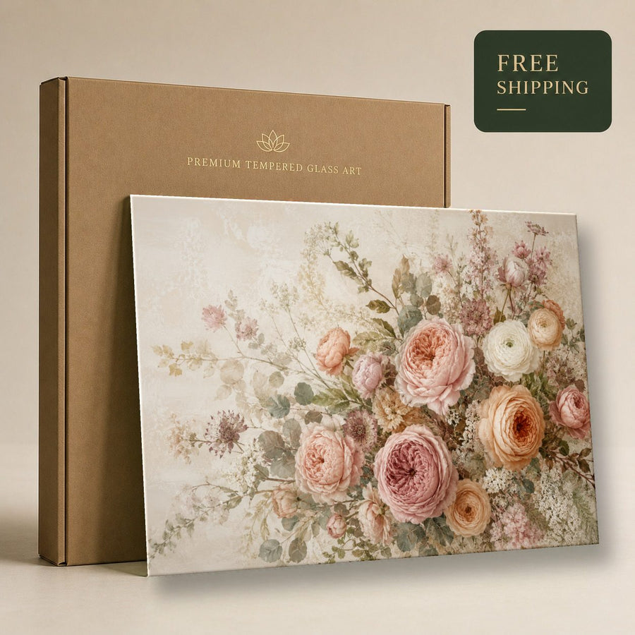 Floral 4 tempered glass wall art displayed in a Tempered Glass Wall Art — premium UV-printed glass panel by Glass Wall Decor