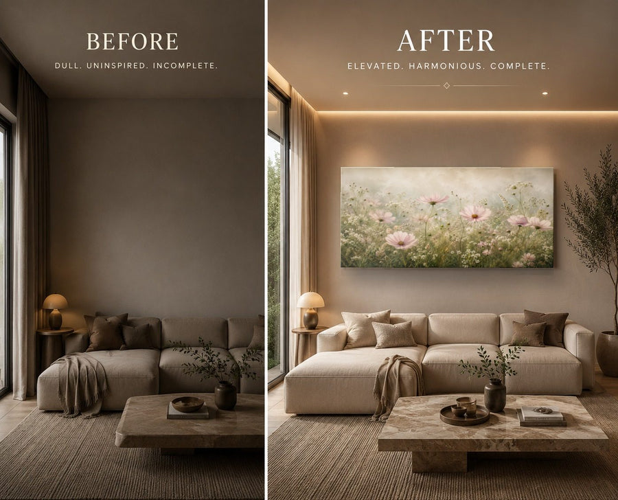 Floral 6 tempered glass wall art displayed in a Living Room Wall Art — premium UV-printed glass panel by Glass Wall Decor