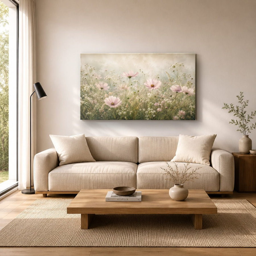 Floral 6 tempered glass wall art displayed in a Living Room Wall Art Tempered Glass — premium UV-printed glass panel by Glass Wall Decor