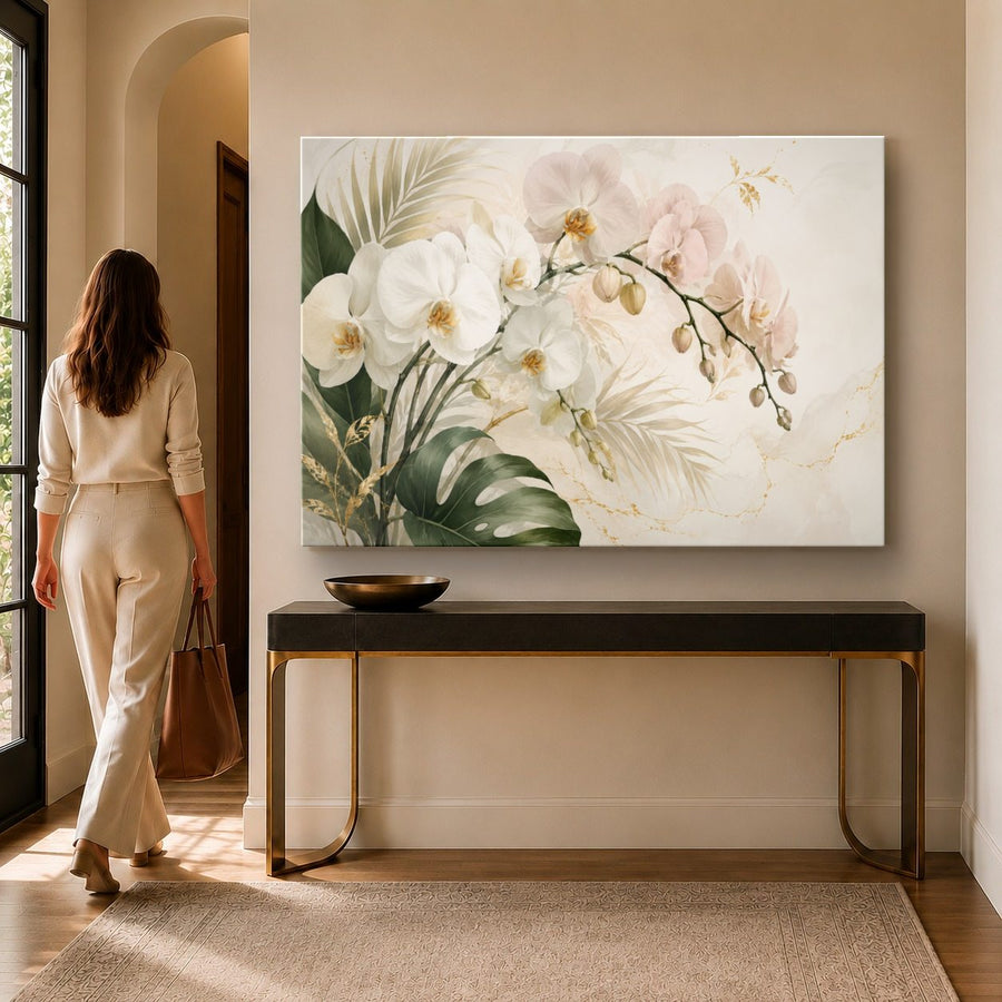 Floral 7 tempered glass wall art displayed in a Entryway Wall Art — premium UV-printed glass panel by Glass Wall Decor