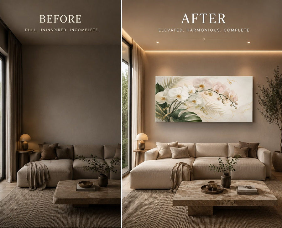 Floral 7 tempered glass wall art displayed in a Living Room Wall Art — premium UV-printed glass panel by Glass Wall Decor
