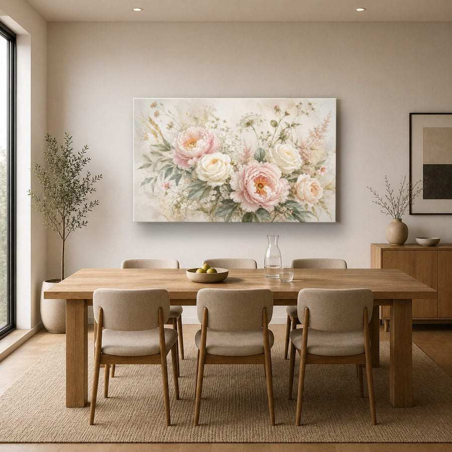 Floral 9 tempered glass wall art displayed in a Kitchen Glass Wall Art Decor — premium UV-printed glass panel by Glass Wall Decor