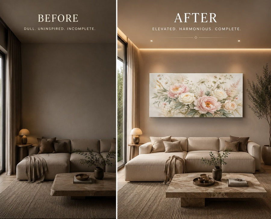 Floral 9 tempered glass wall art displayed in a Living Room Wall Art — premium UV-printed glass panel by Glass Wall Decor