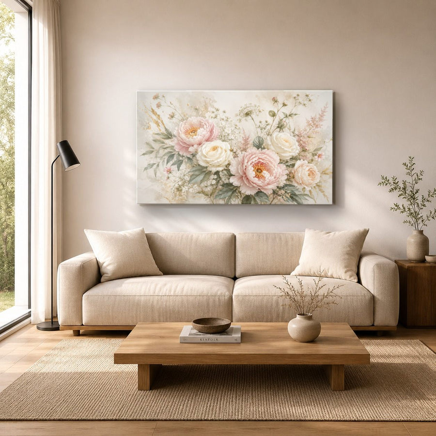 Floral 9 tempered glass wall art displayed in a Living Room Wall Art Tempered Glass — premium UV-printed glass panel by Glass Wall Decor