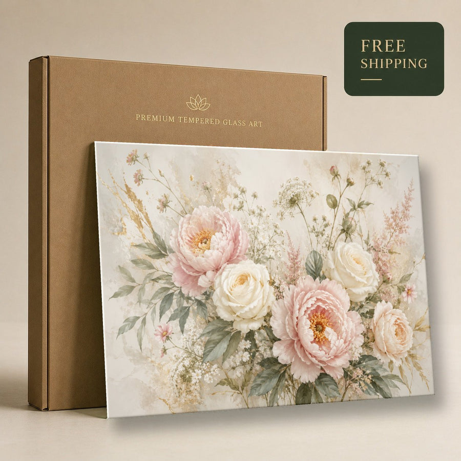 Floral 9 tempered glass wall art displayed in a Tempered Glass Wall Art — premium UV-printed glass panel by Glass Wall Decor