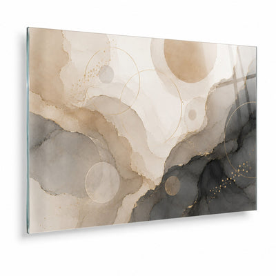 Abstract Gold Marble Flow Tempered Glass Wall Art