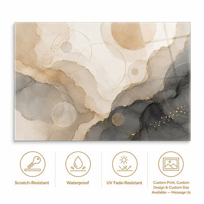 Abstract Gold Marble Flow Tempered Glass Wall Art