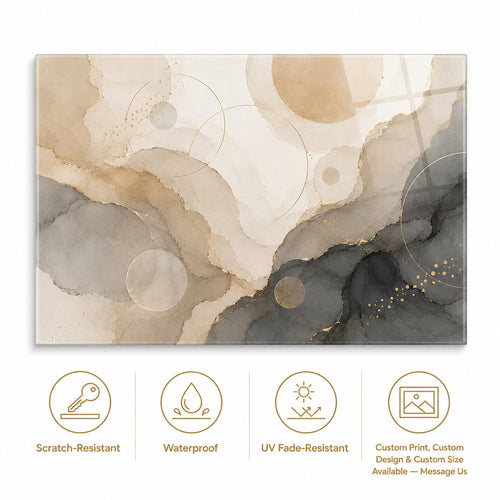 Tempered Glass Wall Art Abstract Gold Marble Flow