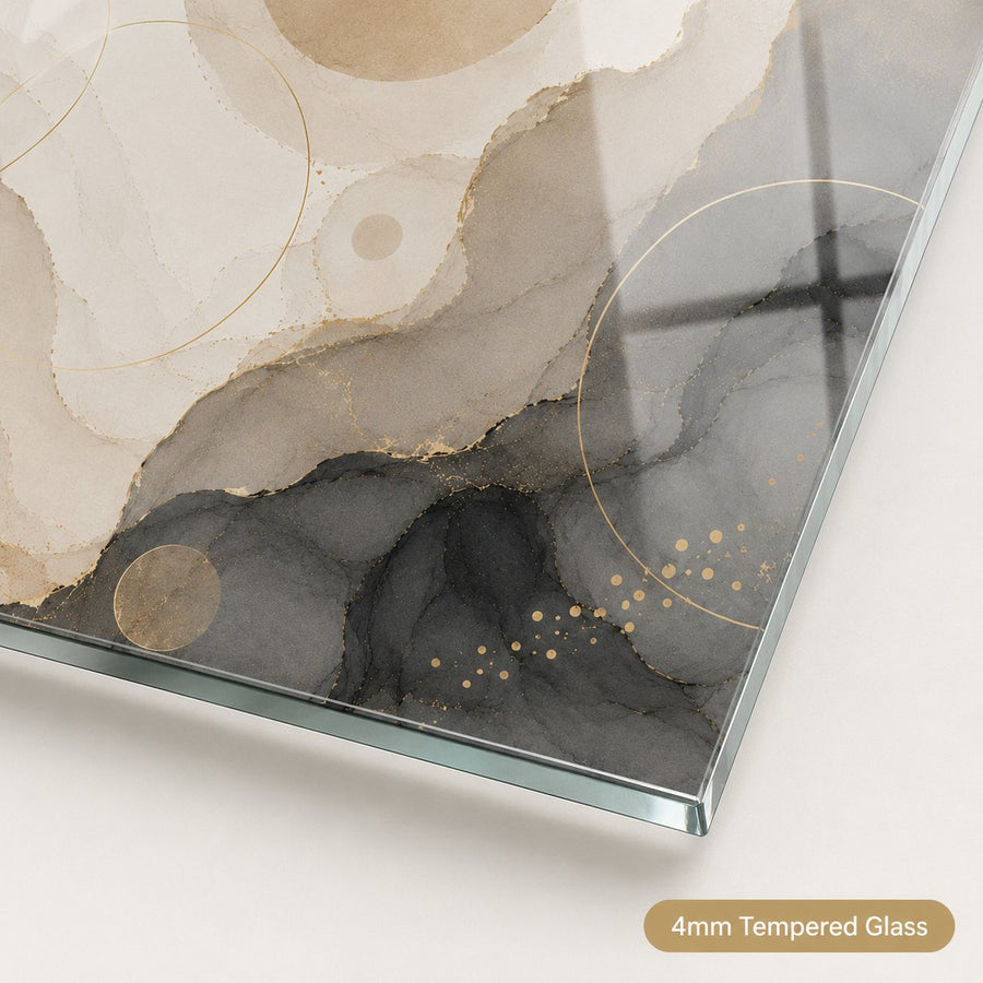 Tempered Glass Wall Art Abstract Gold Marble Flow