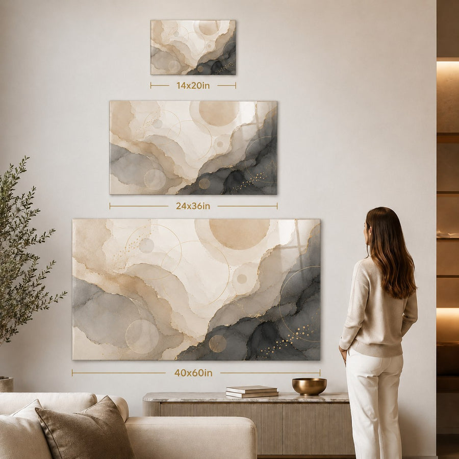 Tempered Glass Wall Art Abstract Gold Marble Flow