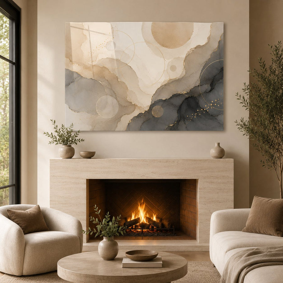 Tempered Glass Wall Art Abstract Gold Marble Flow