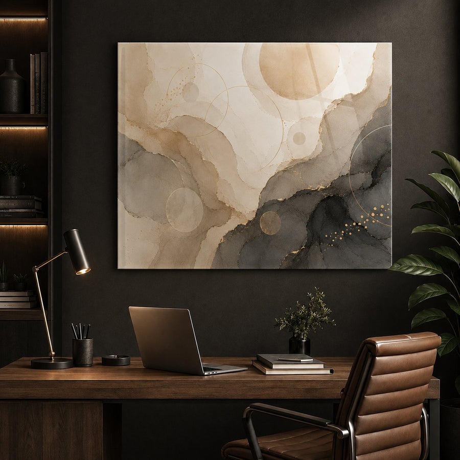 Tempered Glass Wall Art Abstract Gold Marble Flow