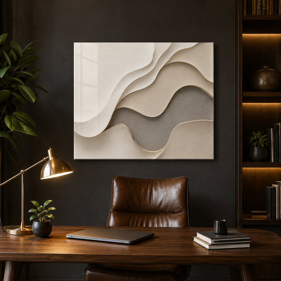 Tempered Glass Wall Art Luxury Gold Fluid Lines