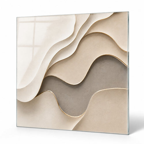 Tempered Glass Wall Art Luxury Gold Fluid Lines