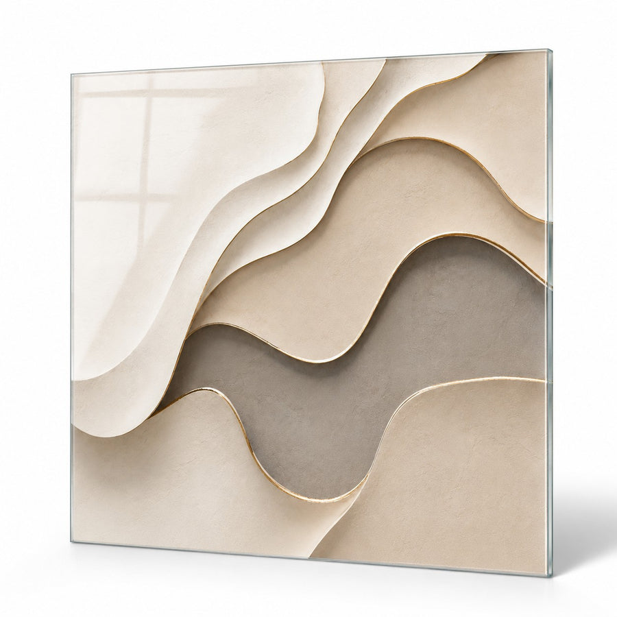 Tempered Glass Wall Art Luxury Gold Fluid Lines