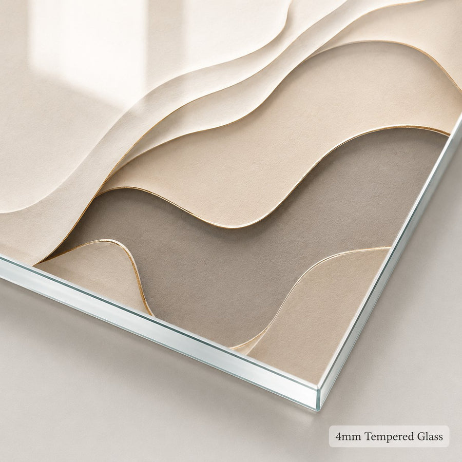 Tempered Glass Wall Art Luxury Gold Fluid Lines