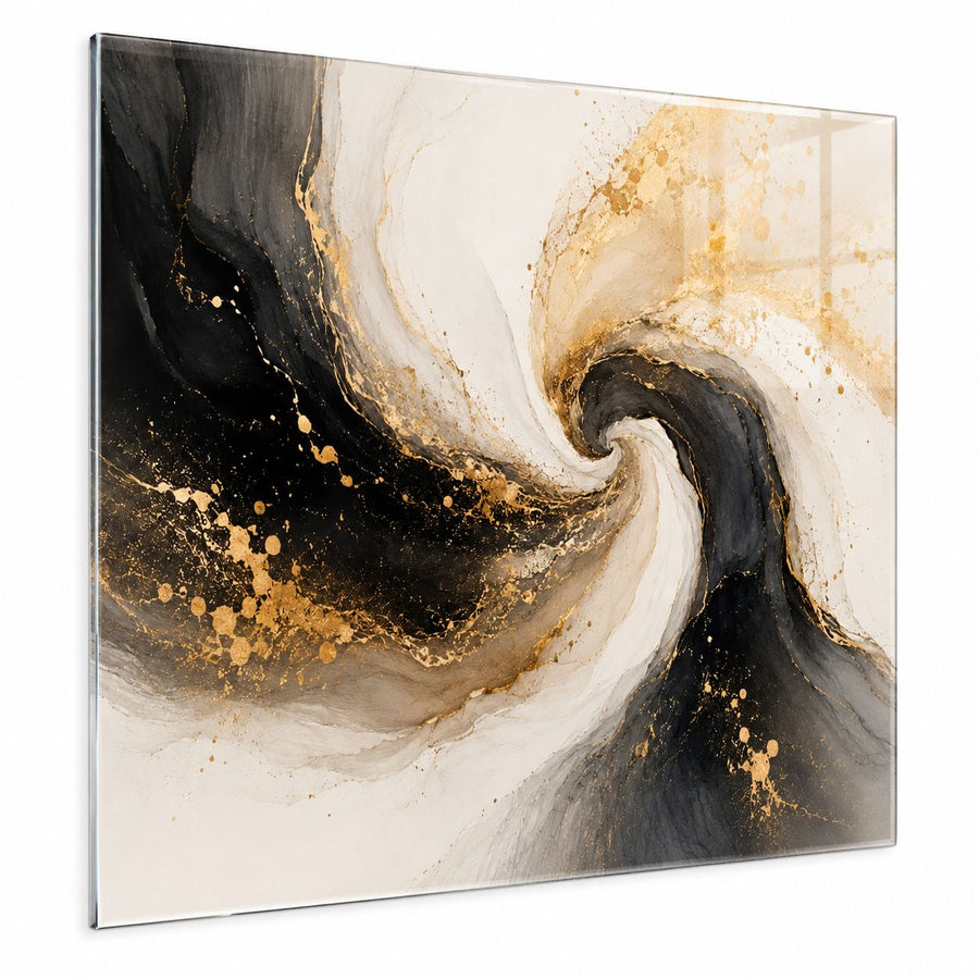 Tempered Glass Wall Art Minimal Gold Line Abstract