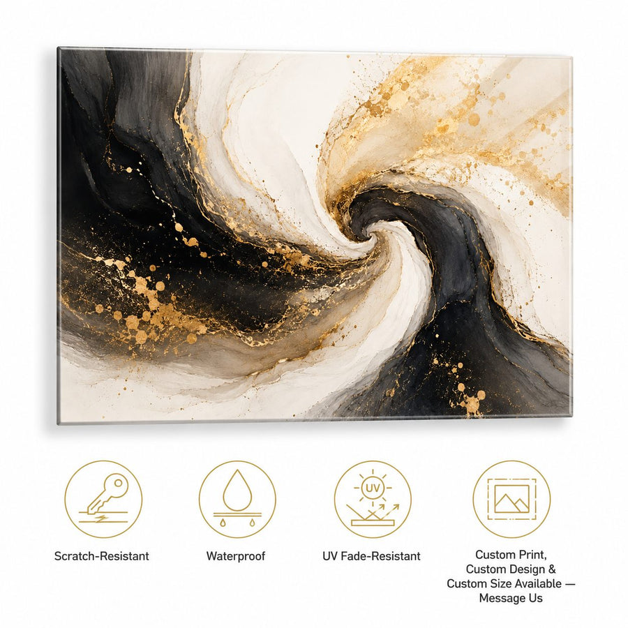 Tempered Glass Wall Art Minimal Gold Line Abstract