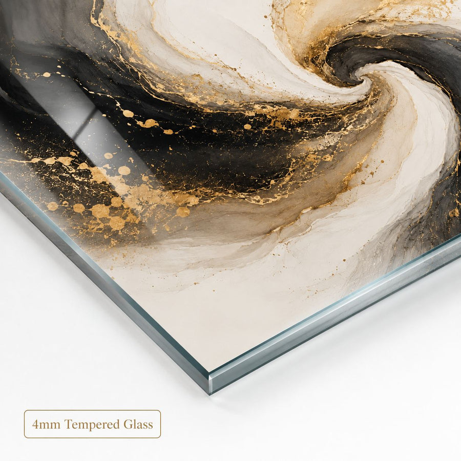 Tempered Glass Wall Art Minimal Gold Line Abstract