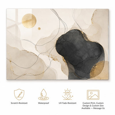 Black Gold Textured Cross Tempered Glass Wall Art
