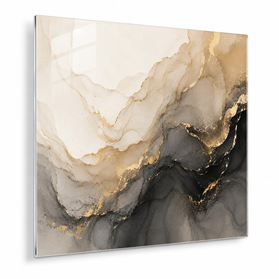 Tempered Glass Wall Art Golden Sun Mountain Abstract