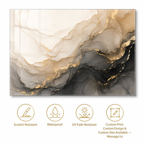 Tempered Glass Wall Art Golden Sun Mountain Abstract