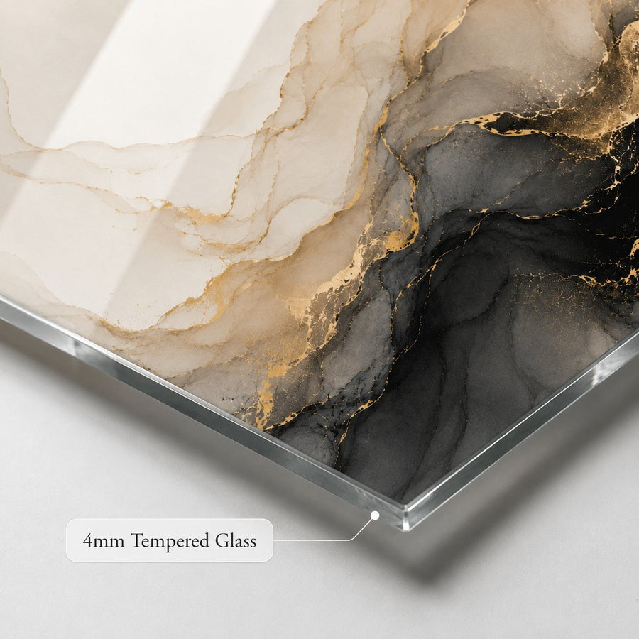 Tempered Glass Wall Art Golden Sun Mountain Abstract