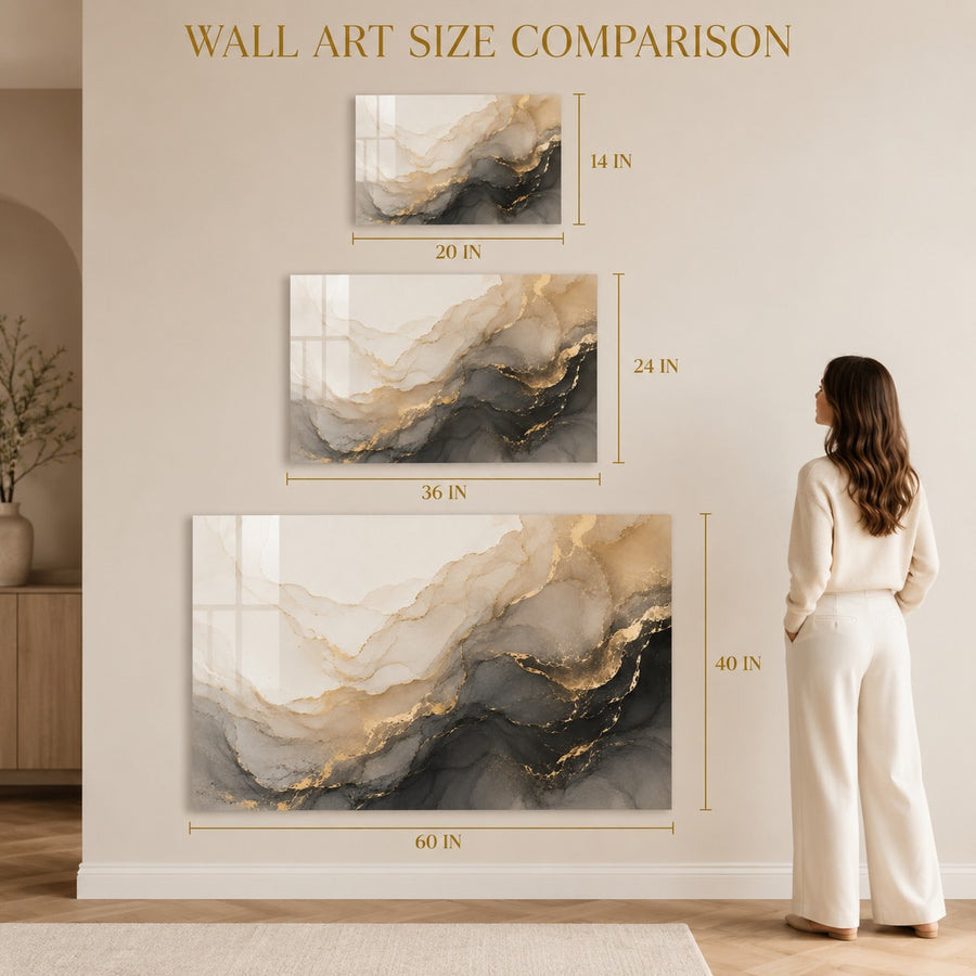 Tempered Glass Wall Art Golden Sun Mountain Abstract