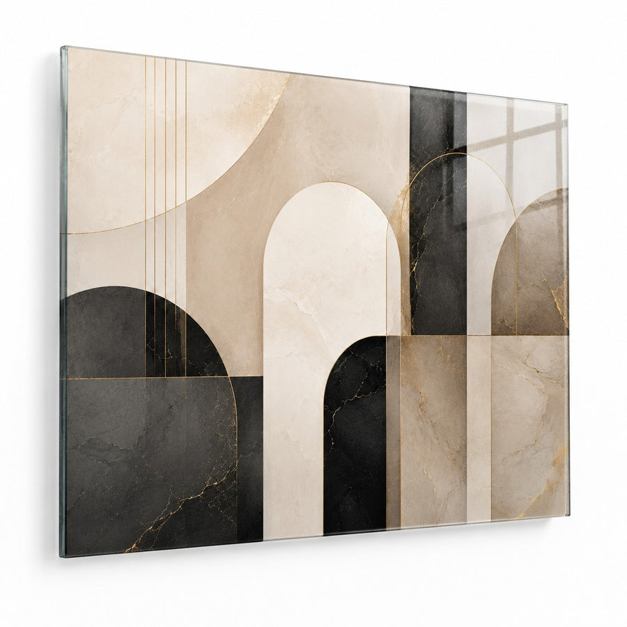 Tempered Glass Wall Art Layered Neutral Wave Decor
