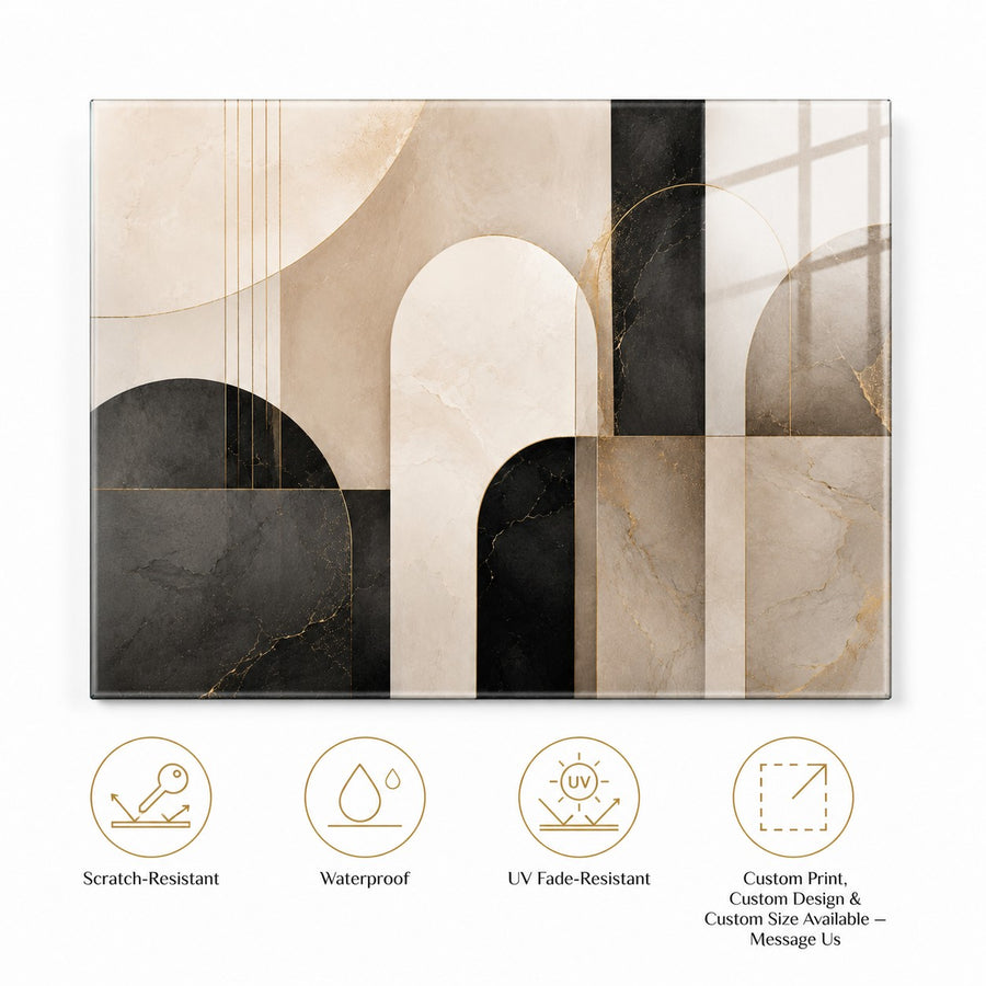 Tempered Glass Wall Art Layered Neutral Wave Decor