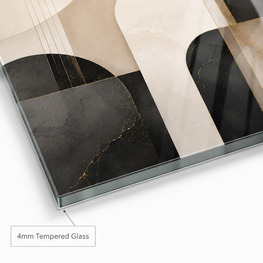 Tempered Glass Wall Art Layered Neutral Wave Decor