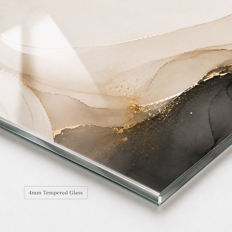 Tempered Glass Wall Art Beige Gray Circle Abstract