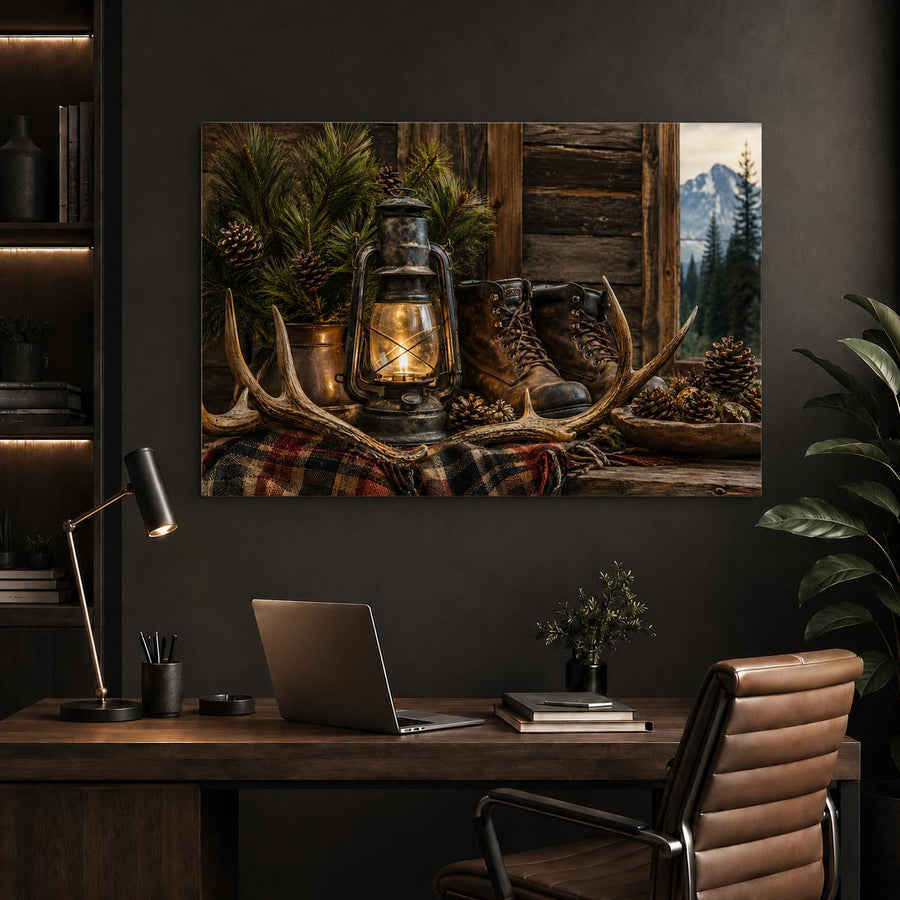 glass-wall-art-rustic-cabin-home-office-decor
