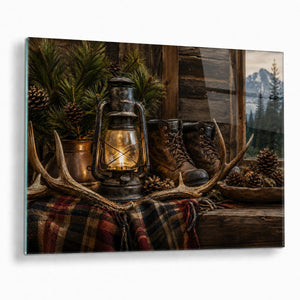 Cozy Cabin Interior Tempered Glass Wall Art