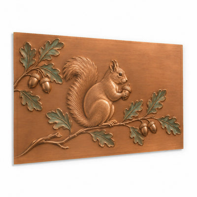 Acorn Squirrel Glass Wall Art | Autumn Tempered Glass Print