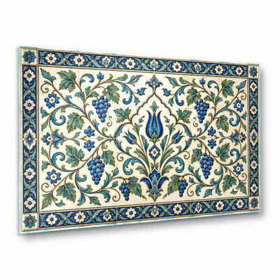 Anatolian Pattern Glass Wall Art | Iznik Tile Tempered Glass Print