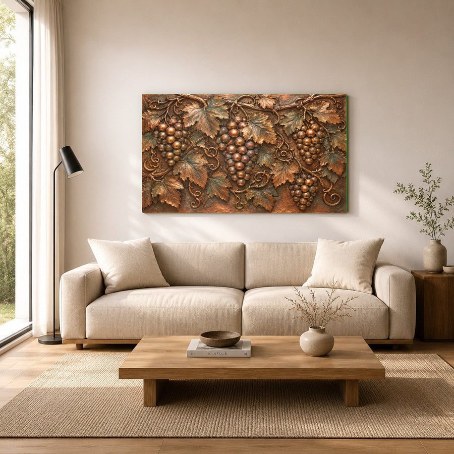 Culinary inspired tempered glass art hanging in a professional chef kitchen