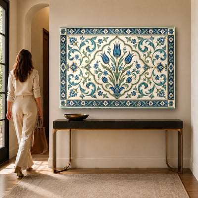Anatolian Tile Glass Wall Art | Iznik Tempered Glass Print