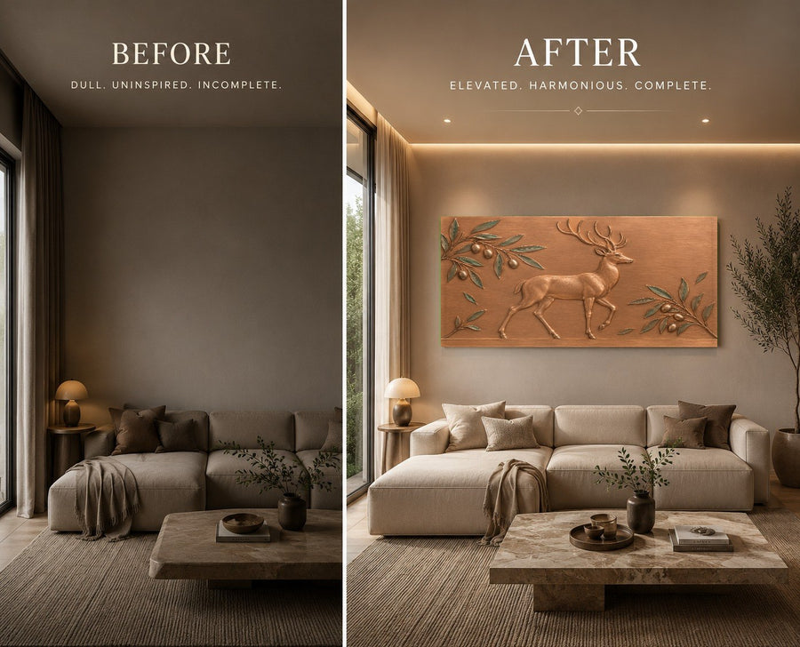 Rustic animal wall decor in a high-end mountain lodge interior design setting