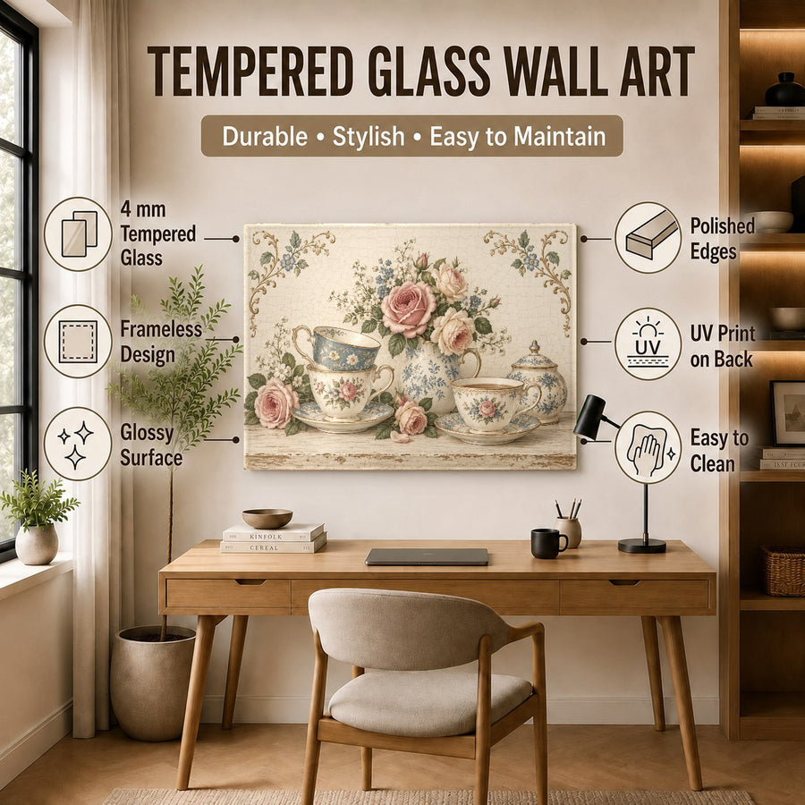 Charming tea cup wall decor in a modern country kitchen interior design