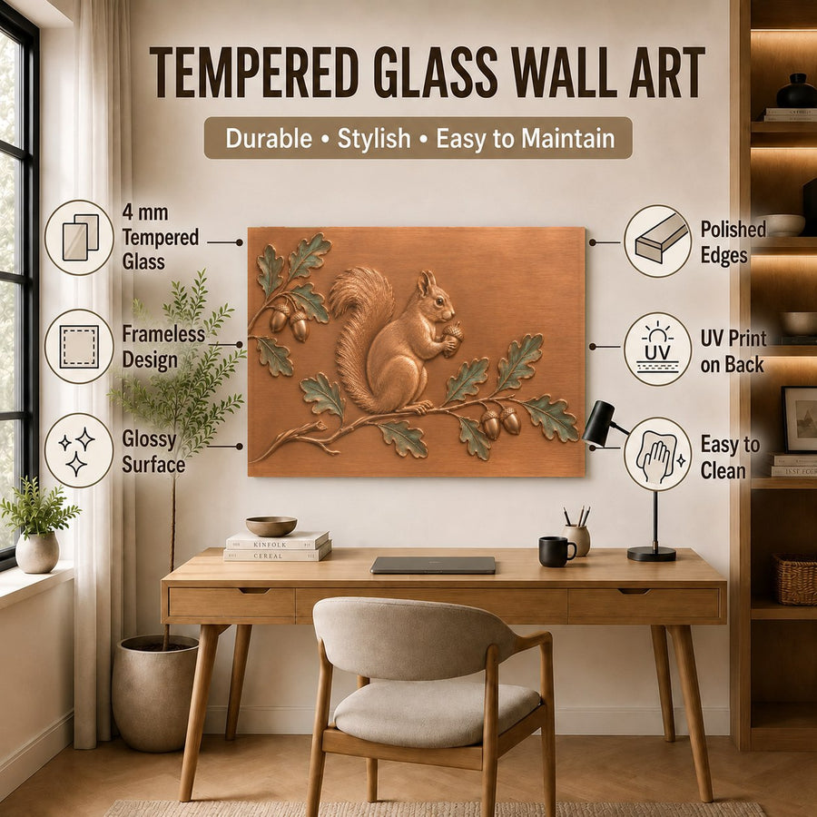 Woodland animal glass wall hanging showcased in a Scandinavian style apartment interior